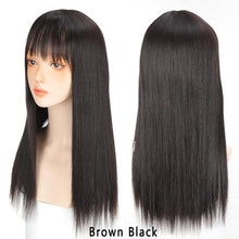 Load image into Gallery viewer, Long Straight With Bangs Synthetic Wigs For Black/White Women Natural Black Brown Gray Heat Resistant Fiber Hair Wigs For Black Women Cosplay Wigs For Women Gifts for Girlfriends
