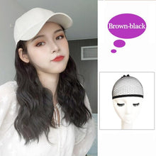 Load image into Gallery viewer, Long Synthetic Baseball Cap Hair Wig Natural Black Cap Hair Extensions Natural Corn Whisker wig Wave Wigs Hat Wig Adjustable Wigs For Black Women Cosplay Wigs For Women

