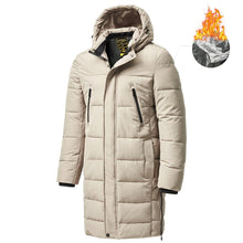Load image into Gallery viewer, Long Winter Warm Thick Hooded Jacket Coat Windproof Thicken Hooded Coat Comfortable Jacket Men Autumn Outdoor Fashion Classic Windproof Multiple Pockets Men Light Jacket Coat
