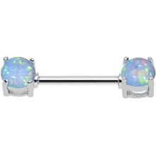 Load image into Gallery viewer, 14G 9/16 Blue Synthetic Opal Ends Nipple Barbell Set
