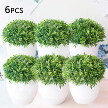 Load image into Gallery viewer, Love Art Set of 6 Small Artificial Decor Bonsai Potted Plastic Fake Flowers for Home Garden Office Desk Wall Book Shelf Decor Room Hotel  Decor

