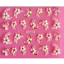 Load image into Gallery viewer, Lovely 3D flower design Water Transfer Nails Art Sticker Decals Girl Women Manicure Tools Nail Wraps Decals Decoration White Feather Lace Flower Leaf Carving Design Exquisite Pattern Nail Art Supplies Self-Adhesive Nail
