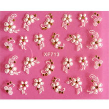Load image into Gallery viewer, Lovely 3D flower design Water Transfer Nails Art Sticker Decals Girl Women Manicure Tools Nail Wraps Decals Decoration White Feather Lace Flower Leaf Carving Design Exquisite Pattern Nail Art Supplies Self-Adhesive Nail
