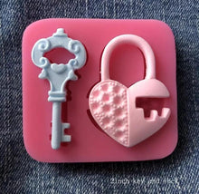 Load image into Gallery viewer, Loving Heart Lock Key Silicone Mold For Chocolate Candy Cake Decoration Plaster Ornaments Fondant Mould Kitchenware Baking Heart Lock Key Silicone Mold
