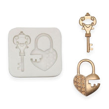 Load image into Gallery viewer, Loving Heart Lock Key Silicone Mold For Chocolate Candy Cake Decoration Plaster Ornaments Fondant Mould Kitchenware Baking Heart Lock Key Silicone Mold
