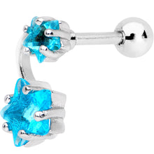 Load image into Gallery viewer, 1/4 Aqua CZ Gem Star System Cartilage Tragus Earring
