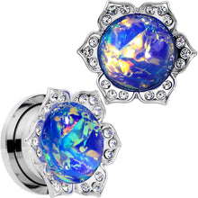 Load image into Gallery viewer, Purple Faux Opal Wild Flower Screw Fit Tunnel Plug Set 0G to 1"
