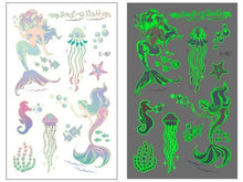 Load image into Gallery viewer, Luminous Tattoo Stickers Temporary Animal Tattoos Glow Paste on Face Arm Leg Fluorescent Waterproof Fake Tattoo For Kids Girls

