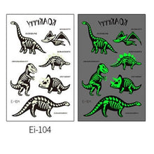 Load image into Gallery viewer, Luminous Tattoo Stickers Temporary Animal Tattoos Glow Paste on Face Arm Leg Fluorescent Waterproof Fake Tattoo For Kids Girls
