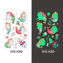 Load image into Gallery viewer, Luminous Tattoo Stickers Temporary Animal Tattoos Glow Paste on Face Arm Leg Fluorescent Waterproof Fake Tattoo For Kids Girls
