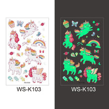 Load image into Gallery viewer, Luminous Tattoo Stickers Temporary Animal Tattoos Glow Paste on Face Arm Leg Fluorescent Waterproof Fake Tattoo For Kids Girls
