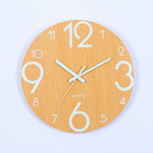 Load image into Gallery viewer, Luminous Wall Clock Silent Non-Ticking Quartz Wall Clocks Large Luminous Function Numbers and Hands Battery Operated Decorative Wall Clock for Office 12 Inch Wooden Silent Non-Ticking Kitchen Wall Clocks With Night Lights For Indoor/Outdoor Living Room
