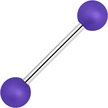 Load image into Gallery viewer, Purple Silicone Coated Acrylic Ball End Barbell Tongue Ring
