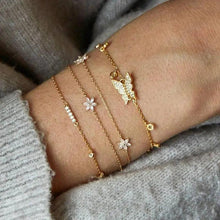 Load image into Gallery viewer, Luxruy Modern Bohemian Gold Color Moon Leaf Crystal Opal Open Bracelet Set for Women In Boho Beach Bangle Jewelry Style
