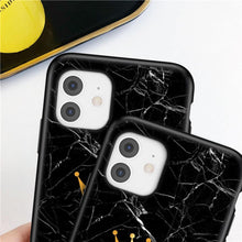 Load image into Gallery viewer, Luxurious Black Soft Silicone Black Marble Crown Letter Fashion Phone Case For iPhone 13 Pro Max 13 Mini Shockproof Case Soft Slim Fit Black Cell Phone Back Cover
