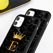 Load image into Gallery viewer, Luxurious Black Soft Silicone Black Marble Crown Letter Fashion Phone Case For iPhone 13 Pro Max 13 Mini Shockproof Case Soft Slim Fit Black Cell Phone Back Cover
