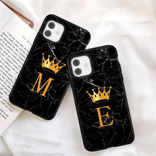 Load image into Gallery viewer, Luxurious Black Soft Silicone Black Marble Crown Letter Fashion Phone Case For iPhone 13 Pro Max 13 Mini Shockproof Case Soft Slim Fit Black Cell Phone Back Cover
