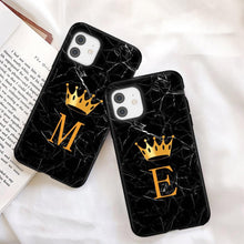 Load image into Gallery viewer, Luxurious Black Soft Silicone Black Marble Crown Letter Fashion Phone Case For iPhone 13 Pro Max 13 Mini Shockproof Case Soft Slim Fit Black Cell Phone Back Cover
