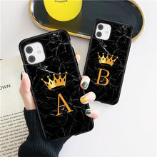 Load image into Gallery viewer, Luxurious Black Soft Silicone Black Marble Crown Letter Fashion Phone Case For iPhone 13 Pro Max 13 Mini Shockproof Case Soft Slim Fit Black Cell Phone Back Cover
