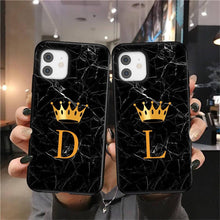 Load image into Gallery viewer, Luxurious Black Soft Silicone Black Marble Crown Letter Fashion Phone Case For iPhone 13 Pro Max 13 Mini Shockproof Case Soft Slim Fit Black Cell Phone Back Cover
