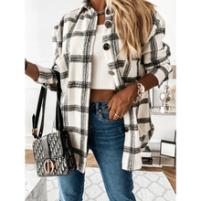 Load image into Gallery viewer, Luxurious Fashionable Women's Long Sleeve Plaid Shirt Coats Top Spring Autumn Casual Lapel Cardigan ,Jackets ,Outerwear,Streetwear
