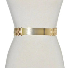 Load image into Gallery viewer, Luxurious Gold Wide Strap Elastic Belts For Women Elegant Metal Polished Plain Gold Belt Black Wide Strap Waistband for Women
