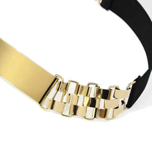 Load image into Gallery viewer, Luxurious Gold Wide Strap Elastic Belts For Women Elegant Metal Polished Plain Gold Belt Black Wide Strap Waistband for Women
