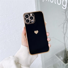 Load image into Gallery viewer, Luxurious Heart Soft Anti-Scratch Full Lens Protection Silicone Girls Shockproof Phone Case for iPhone Phone Case For iPhone 14 13 12 Pro 12Mini Soft Women Elegant Love Heart Shockproof Bumper Phone Case

