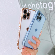 Load image into Gallery viewer, Luxurious Heart Soft Anti-Scratch Full Lens Protection Silicone Girls Shockproof Phone Case for iPhone Phone Case For iPhone 14 13 12 Pro 12Mini Soft Women Elegant Love Heart Shockproof Bumper Phone Case

