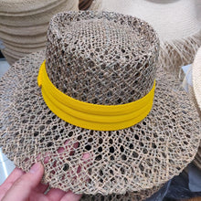 Load image into Gallery viewer, Luxurious New Handmade Straw Beach Hat For Women Summer Hat Luxury Cap Fashion Straw Hat Flat Sun Protection Hats Beautiful Unique Design 55-60cm
