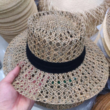Load image into Gallery viewer, Luxurious New Handmade Straw Beach Hat For Women Summer Hat Luxury Cap Fashion Straw Hat Flat Sun Protection Hats Beautiful Unique Design 55-60cm

