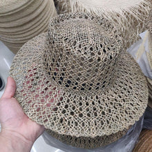 Load image into Gallery viewer, Luxurious New Handmade Straw Beach Hat For Women Summer Hat Luxury Cap Fashion Straw Hat Flat Sun Protection Hats Beautiful Unique Design 55-60cm
