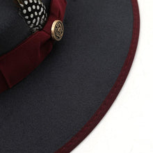Load image into Gallery viewer, Luxurious Unique Couple Hats Wide Brim Fedora Hat Winter Autumn Trendy Fedora Hat  Women Black Red Wedding Hat With Feather Belts For Hats Men Beautiful Gentleman Elegant Classical Hat
