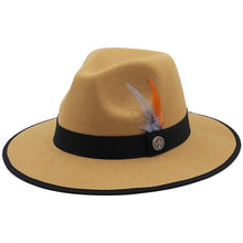 Load image into Gallery viewer, Luxurious Unique Couple Hats Wide Brim Fedora Hat Winter Autumn Trendy Fedora Hat  Women Black Red Wedding Hat With Feather Belts For Hats Men Beautiful Gentleman Elegant Classical Hat
