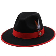 Load image into Gallery viewer, Luxurious Unique Couple Hats Wide Brim Fedora Hat Winter Autumn Trendy Fedora Hat  Women Black Red Wedding Hat With Feather Belts For Hats Men Beautiful Gentleman Elegant Classical Hat
