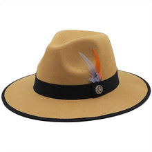 Load image into Gallery viewer, Luxurious Unique Couple Hats Wide Brim Fedora Hat Winter Autumn Trendy Fedora Hat  Women Black Red Wedding Hat With Feather Belts For Hats Men Beautiful Gentleman Elegant Classical Hat
