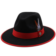 Load image into Gallery viewer, Luxurious Unique Couple Hats Wide Brim Fedora Hat Winter Autumn Trendy Fedora Hat  Women Black Red Wedding Hat With Feather Belts For Hats Men Beautiful Gentleman Elegant Classical Hat
