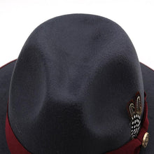 Load image into Gallery viewer, Luxurious Unique Couple Hats Wide Brim Fedora Hat Winter Autumn Trendy Fedora Hat  Women Black Red Wedding Hat With Feather Belts For Hats Men Beautiful Gentleman Elegant Classical Hat
