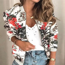 Load image into Gallery viewer, Luxurious Women Floral Jackets Spring Summer Long Sleeve Zipper Print Bomber Jacket Casual Pocket Slim Female Fashion Outwears Plus Size
