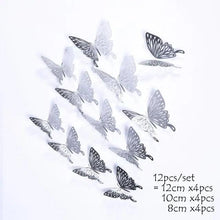 Load image into Gallery viewer, Luxury 3D Wall Stunning 12Pcs 4D Hollow Butterfly Wall Sticker Home Decoration Wall Stickers wedding Party Wedding Decors Butterfly Kids Room Decors
