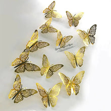 Load image into Gallery viewer, Luxury 3D Wall Stunning 12Pcs 4D Hollow Butterfly Wall Sticker Home Decoration Wall Stickers wedding Party Wedding Decors Butterfly Kids Room Decors

