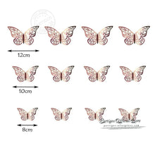 Load image into Gallery viewer, Luxury 3D Wall Stunning 12Pcs 4D Hollow Butterfly Wall Sticker Home Decoration Wall Stickers wedding Party Wedding Decors Butterfly Kids Room Decors
