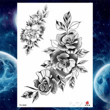 Load image into Gallery viewer, Luxury Big Tattoo Stickers Butterfly Body Arm Leg Tattoos Temporary Black Flower Rose Tattoos For Women's Adults
