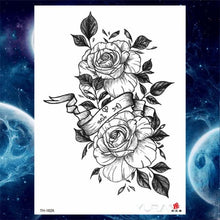 Load image into Gallery viewer, Luxury Big Tattoo Stickers Butterfly Body Arm Leg Tattoos Temporary Black Flower Rose Tattoos For Women's Adults

