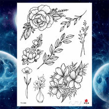 Load image into Gallery viewer, Luxury Big Tattoo Stickers Butterfly Body Arm Leg Tattoos Temporary Black Flower Rose Tattoos For Women's Adults

