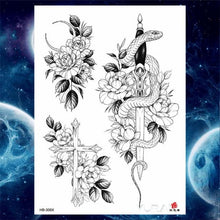 Load image into Gallery viewer, Luxury Big Tattoo Stickers Butterfly Body Arm Leg Tattoos Temporary Black Flower Rose Tattoos For Women's Adults
