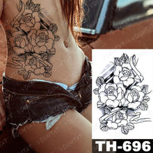 Load image into Gallery viewer, Luxury Big Waterproof Temporary Sticker Tattoo Large Flowers And Animals Body Tattos For Womens
