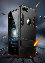Load image into Gallery viewer, Luxury Black Cool Armor Case For iPhone 8 7 6 6S Plus 5 5s Shockproof Case For iPhone X XS MAX XR Stand Cover Case  Heavy Duty Shockproof Armor Dual Layer Protection Back Case Cover
