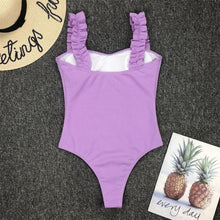 Load image into Gallery viewer, Luxury Black Female Swimsuit Vintage One Piece Ruffled Push Up Tummy Control Swimwear Halter One Piece Slimming Retro Swimsuit Women's Plus Size Push Up Bathing Suit Solid Red Swimwear Women Padded Bathing Suits
