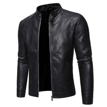 Load image into Gallery viewer, Luxury Black Men Faux Leather Jacket Elegant Motorcycle Men's Jackets Black Warm Business Male PU Leather Coats Men's Leathers Motorcycle Slim Fit Jacket
